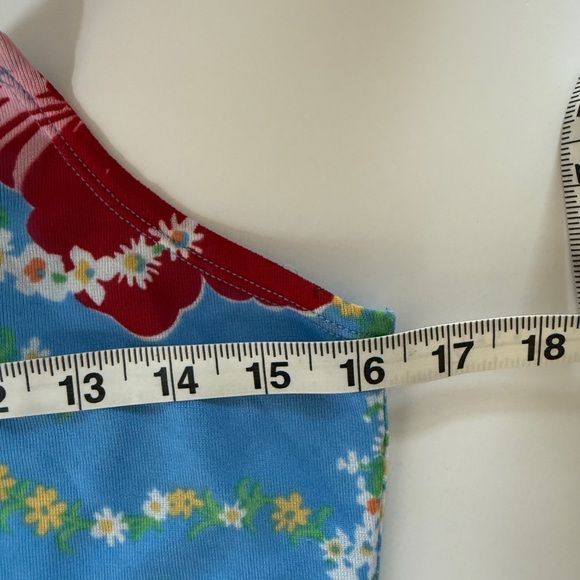 Y2K Tommy Hilfiger Hawaiian Spaghetti Strap Coastal Blue and Red Camisole Large - Picture 6 of 10